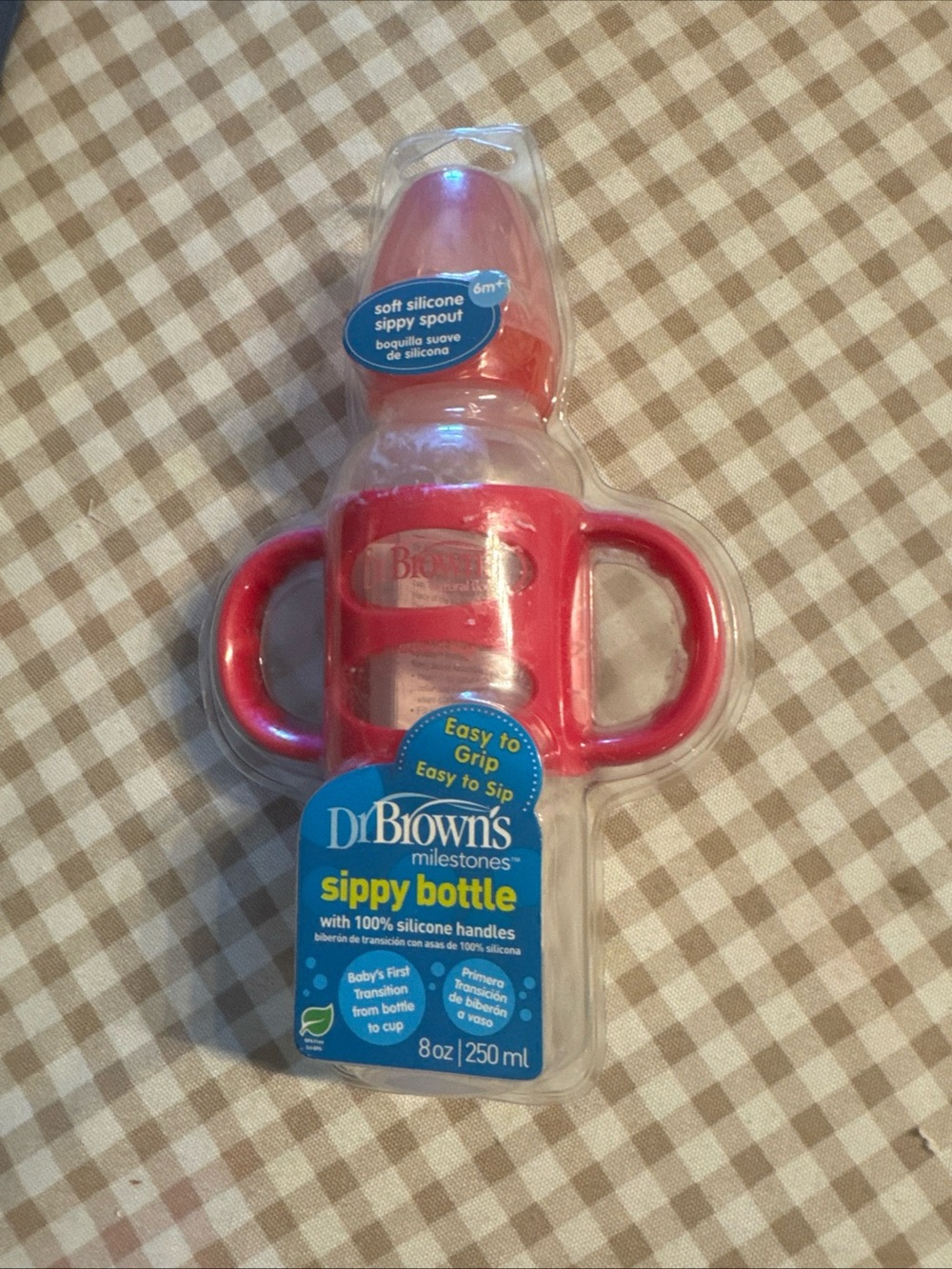 Dr. Brown's Pink Silicone Handle Sippy Bottle